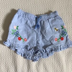 Mini Boden Floral Embroidered Blue Shorts